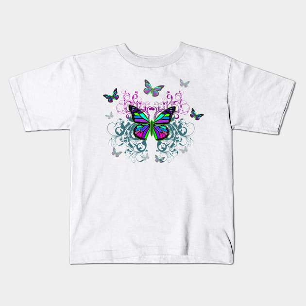 Bright Colorful Butterflies Kids T-Shirt by AlondraHanley